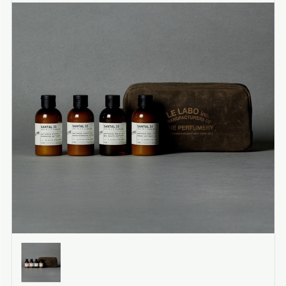 Le Labo Santal 33 hair and body travel kit with Pouch